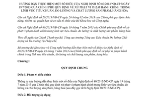 Thông tư 19/2014/TT-BKHCN hướng dẫn 80/2013/NĐ-CP xử phạt hành chính đo lường chất lượng sản phẩm