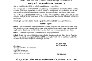 Quyết định 1735/QĐ-UBND 2014 thủ tục hành chính mới sửa đổi bãi bỏ Sở Giao thông vận tải Sơn La