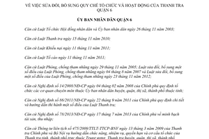 Quyết định 03/2014/QĐ-UBND sửa đổi Quy chế tổ chức hoạt động Thanh tra quận 6 Hồ Chí Minh