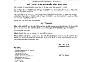 Quyết định 361/QĐ-UBND 2014 rà soát hệ thống hóa văn bản quy phạm Ninh Bình từ 01/4/1992 đến 31/12/2013