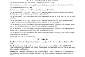 Quyết định 21/2014/QĐ-UBND Quy định hoạt động điện lực sử dụng điện Tiền Giang