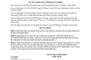 Quyết định 09/2014/QĐ-UBND Quy chế công khai thủ tục hành chính Quảng Bình