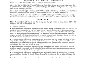 Quyết định 1021/QĐ-UBND 2014 Quy hoạch vùng sản xuất thủy sản công nghệ cao An Giang đến 2020