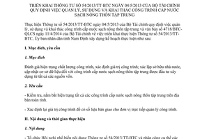 Kế hoạch 43/KH-UBND 2014 triển khai 54/2013/TT-BTC quản lý khai thác công trình cấp nước sạch nông thôn Nam Định