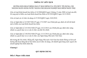 Thông tư liên tịch 86/2014/TTLT-BTC-NHNNVN hướng dẫn hoạt động đại lý bảo hiểm tổ chức tín dụng