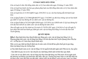 Quyết định 06/2014/QĐ-UBND giá cước vận tải hàng hoá ô tô Tuyên Quang