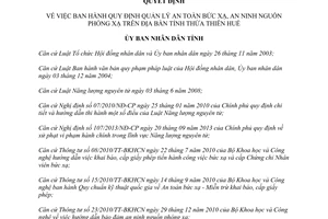 Quyết định 38/2014/QĐ-UBND quản lý an toàn bức xạ an ninh nguồn phóng xạ Thừa Thiên Huế