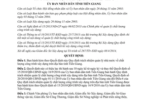 Quyết định 20/2014/QĐ-UBND quản lý nhà nước chất lượng công trình xây dựng Tiền Giang