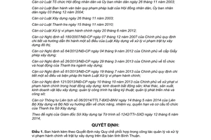 Quyết định 27/2014/QĐ-UBND quản lý xử lý vi phạm hành chính trật tự xây dựng Bình Thuận