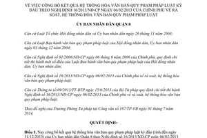 Quyết định 6924/QĐ-UBND 2014 hệ thống hóa văn bản quy phạm theo 16/2013/NĐ-CP Quận 8 Hồ Chí Minh