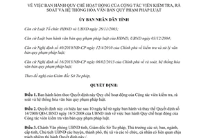Quyết định 29/2014/QĐ-UBND Quy chế Cộng tác viên kiểm tra rà soát hệ thống hóa văn bản quy phạm Hà Tĩnh