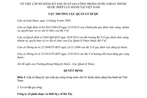 Quyết định 326/QĐ-QLD 2014 cấp số đăng ký sản xuất gia công thuốc được phép lưu hành