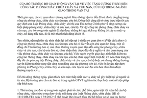 Chỉ thị 13/CT-BGTVT 2014 phòng cháy chữa cháy cứu nạn cứu hộ Giao thông vận tải