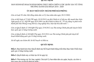 Quyết định 1463/QĐ-UBND 2014 Chiến lược quốc gia về tăng trưởng xanh 2014 2020 Hải Phòng