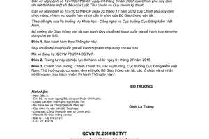 Thông tư 25/2014/TT-BGTVT Quy chuẩn kỹ thuật quốc gia Vành hợp kim nhẹ ô tô