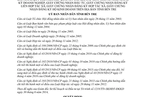 Quyết định 17/2014/QĐ-UBND quản lý cấp Giấy chứng nhận đăng ký doanh nghiệp đầu tư Bến Tre