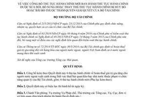Quyết định 1531/QĐ-BTC 2014 thủ tục hành chính mới sửa đổi bổ sung thay thế hủy bỏ bãi bỏ Bộ Tài chính