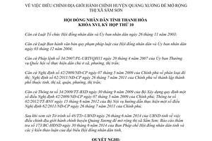 Nghị quyết 91/2014/NQ-HĐND điều chỉnh địa giới hành chính Quảng Xương Sầm Sơn Thanh Hóa