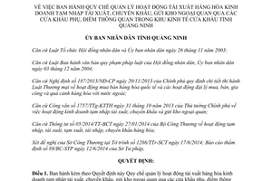 Quyết định 1456/2014/QĐ-UBND quản lý tái xuất hàng hóa kinh doanh tạm nhập tái xuất chuyển khẩu Quảng Ninh