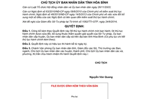 Quyết định 895/QĐ-UBND 2014 thủ tục hành chính thuộc Sở Tư pháp Ủy ban huyện xã Hòa Bình