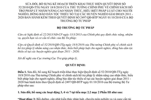 Quyết định 1573/QĐ-BTP năm 2014 sửa đổi thực hiện hỗ trợ pháp lý người nghèo dân tộc thiểu số 2011 2020