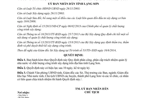 Quyết định 11/2014/QĐ-UBND phân cấp quản lý nhà nước chất lượng công trình xây dựng Lạng Sơn