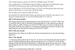 Thông tư 87/2014/TT-BTC mức thu nộp quản lý sử dụng phí trạm thu Quốc lộ 51