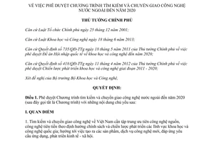 Quyết định 1069/QĐ-TTg 2014 tìm kiếm chuyển giao công nghệ nước ngoài đến 2020