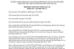 Nghị quyết 17/2014/NQ-HĐND mức hỗ trợ phát lại phát thanh truyền hình tiếng dân tộc thiểu số Lào Cai