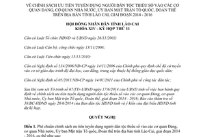 Nghị quyết 23/2014/NQ-HĐND ưu tiên tuyển dụng người dân tộc thiểu số cơ quan Đảng Nhà nước Lào Cai 2014 2016
