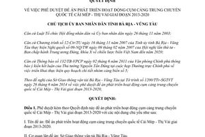 Quyết định 1382/QĐ-UBND 2014 phát triển cụm cảng trung chuyển quốc tế Cái Mép Thị Vải 2013 2020 Bà Rịa Vũng Tàu