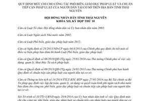 Nghị quyết 52/2014/NQ-HĐND mức chi phổ biến giáo dục pháp luật chuẩn tiếp cận pháp luật Thái Nguyên