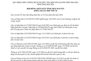 Nghị quyết 51/2014/NQ-HĐND quy định điều chỉnh mức thu phí Thái Nguyên