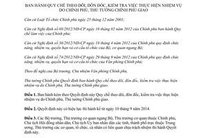 Quyết định 42/2014/QĐ-TTg Quy chế theo dõi đôn đốc kiểm tra việc thực hiện nhiệm vụ