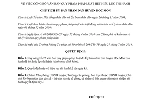 Quyết định 5673/QĐ-UBND 2014 văn bản quy phạm pháp luật hết hiệu lực thi hành Hóc Môn Hồ Chí Minh