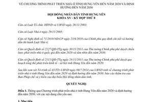 Nghị quyết 07/2014/NQ-HĐND Chương trình phát triển nhà ở Hưng Yên đến 2020
