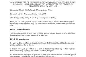 Nghị định 75/2014/NĐ-CP hướng dẫn Bộ luật Lao động tuyển dụng quản lý lao động Việt Nam làm việc nước ngoài