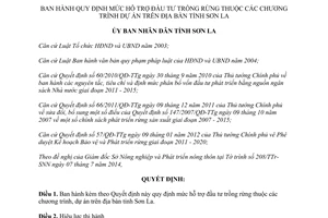 Quyết định 11/2014/QĐ-UBND mức hỗ trợ đầu tư trồng rừng chương trình dự án Sơn La