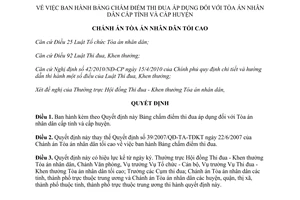 Quyết định 45/2014/QĐTA-TĐKT Bảng chấm điểm thi đua Tòa án nhân dân