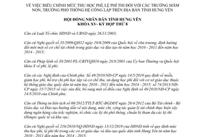 Nghị quyết 09/2014/NQ-HĐND điều chỉnh học phí lệ phí thi trường mầm non trường phổ thông Hưng Yên