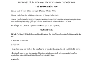 Quyết định 1262/QĐ-TTg 2014 Biên soạn Bách khoa toàn thư Việt Nam