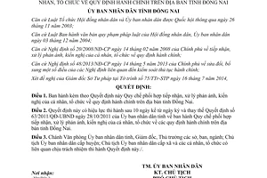 Quyết định 29/2014/QĐ-UBND tiếp nhận xử lý phản ánh kiến nghị cá nhân tổ chức hành chính Đồng Nai