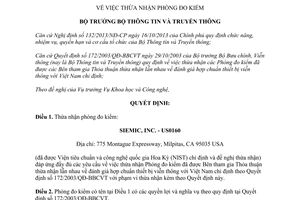 Quyết định 1063/QĐ-BTTTT 2014 thừa nhận phòng đo kiểm