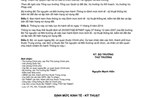 Thông tư 42/2014/TT-BTNMT Định mức kinh tế kỹ thuật kiểm kê đất đai lập bản đồ hiện trạng sử dụng đất