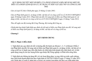 Nghị định 76/2014/NĐ-CP hướng dẫn Pháp lệnh quản lý sử dụng vũ khí vật liệu nổ công cụ hỗ trợ sửa đổi