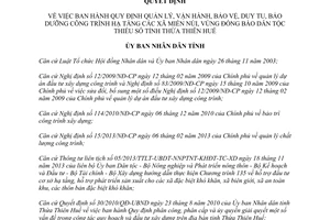 Quyết định 42/2014/QĐ-UBND quản lý vận hành bảo vệ duy tu bảo dưỡng công trình hạ tầng Thừa Thiên Huế