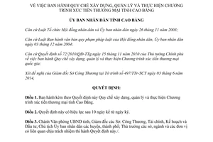 Quyết định 19/2014/QĐ-UBND Quy chế xây dựng quản lý thực hiện xúc tiến thương mại Cao Bằng