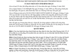Quyết định 32/2014/QĐ-UBND thực hiện Chương trình 135 hỗ trợ đầu tư cơ sở hạ tầng phát triển sản xuất Bình Thuận