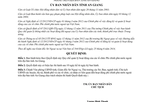 Quyết định 29/2014/QĐ-UBND quản lý hoạt động của tổ chức Phi chính phủ nước ngoài An Giang