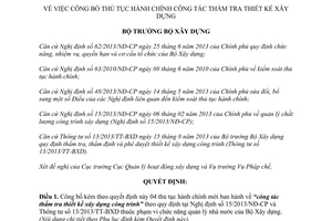 Quyết định 977/QĐ-BXD 2014 công bố thủ tục hành chính thẩm tra thiết kế xây dựng